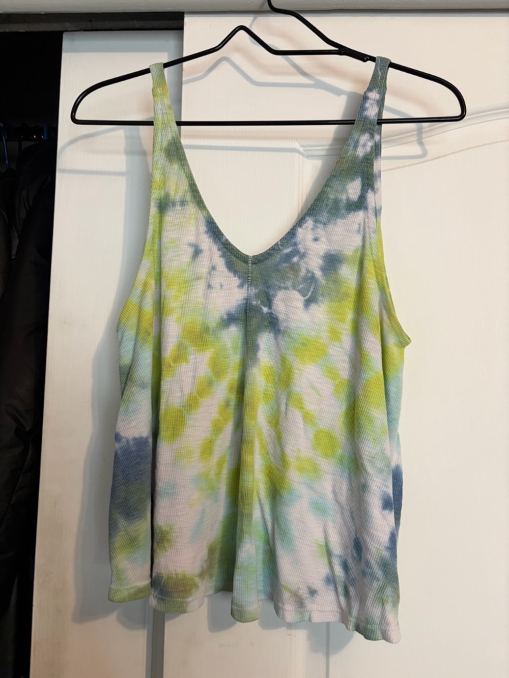 Free People Tie-Dye V-Neck Tank in Green and Blue